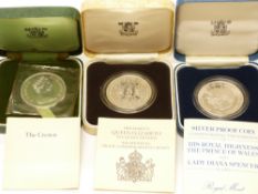 Three cased Royal commemorative silver proof crowns 1972, 1980 and 1981
