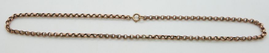 A 9ct rose gold belcher chain necklace, 9.35g