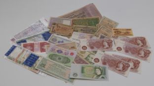A collection of world/UK banknotes, early 20thC onwards, includes some crisp and uncirculated