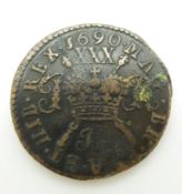 1690 James II Irish gun money half crown, VF+