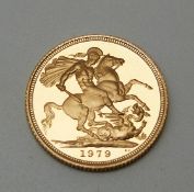 Elizabeth II 1979 cased gold full sovereign
