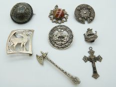 A hallmarked silver brooch and a pendant set with agate both by Robert Allison, Glasgow, Scottish