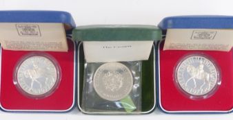 Three cased Royal commemorative silver proof coins