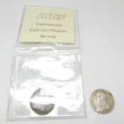 George II 1746 LIMA sixpence old head, plain angles reverse, GF, together with a 1745 example F