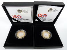 Two silver proof Piedfort £2 coins, both 2013, train and roundel design, cased with certificates