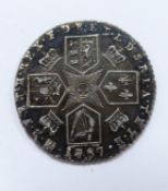 1787 George III sixpence with semee hearts, EF, and toned but with cross-shaped scratch - possible