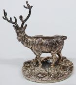 Hallmarked silver novelty model of a stag, height 6cm