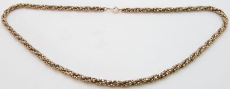 A 9ct gold necklace made up of three entwined strands,14.1g