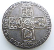 George II 1757 sixpence, old head, plain angles reverse, toned, EF