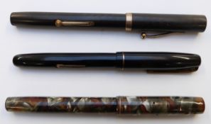 Three Waterman's fountain pens comprising W2 with 14ct W-2B nib and two Ideal one with marbled