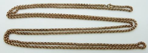 Victorian 9ct rose gold guard chain made up of faceted links, 24.8g, 70cm long