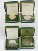 Four 1992 Elizabeth and Philip silver crowns, all in boxes