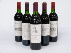 Six bottles of French red Bordeaux wine comprising three Chateau la Tour de By 1990 13% vol, Chateau
