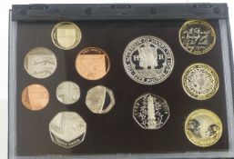 Royal Mint 2009 proof coin set comprising 14 coins, including two two pound, one pound and Kew