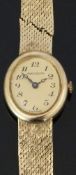 Jaeger-LeCoultre 9ct gold ladies wristwatch with black Arabic numerals, black Breguet hands, gold