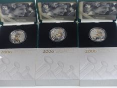 Three Royal Mint 2006 silver proof Piedfort Queen's 80th Birthday crowns, all in original cases with