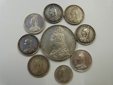1892 Victorian Jubilee head crown together with seven shillings and a sixpence