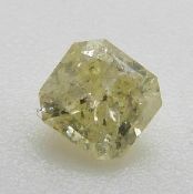 A cornered square cut modified brilliant natural yellow diamond of approximately 0.33ct, with GIA