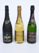 Three bottles of French sparkling wine, two Cremant de Bourgogne Meurgis Pinot Noir 1992 and
