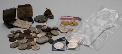 Hallmarked silver investiture of Prince of Wales coin 563/1000 together with an amateur coin