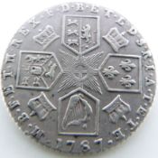 George III 1787 sixpence F+ - VF with semee of hearts