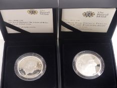 Two Royal Mint silver proof crowns comprising 2008 Prince of Wales and 2011 Prince Philip Duke of