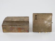 Art Deco hallmarked silver cigarette case  with carved section to lid, Birmingham 1930 maker's