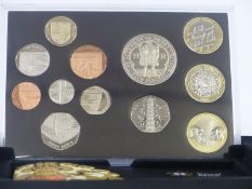 Royal Mint 2009 proof coin set comprising 14 coins, including two two pound, one pound and Kew