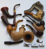 Meerschaum and horn pipes including cased figural carved example