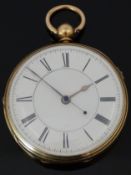 William Morgan of Monmouth 18ct gold open faced centre seconds chronograph pocket watch with gold