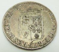 1689 William and Mary half crown, primo edge, first bust, first shield, VF-EF