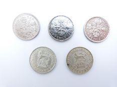 George V 1925 broad rim sixpence, Spink 4025, EF-unc, a late mint 1923 sixpence, together with an