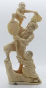 Japanese Meiji period ivory okimono of a man playing with his children, height 18cm