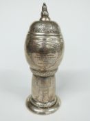 Early Hval & Kristiansen white metal covered pot with embossed decoration marked to underside with
