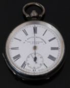 W E Watts of Nottingham The English Lever silver pocket watch with inset subsidiary seconds dial,