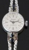 Condor 115 silver ladies wristwatch with black hands and baton markers, silver dial, bevelled bezel,
