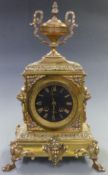 Nineteenth century brass cased French mantel clock, the black enamel Roman dial signed Maillard, V.