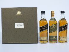Johnnie Walker The Collection three bottle set comprising Pure Malt 15 year old and Black Label 12