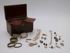 A collection of silver jewellery including Edwardian bangle, another bangle Chester 1957, silver