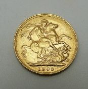 Edward VII 1903 gold full sovereign, Melbourne Mint