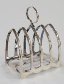 Edward VII hallmarked silver five bar toast rack, Sheffield 1908, maker Atkin Brothers, height 11cm,