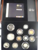 Royal Mint 2012 premium proof collection coin set comprising ten coins and medal, including 2 two