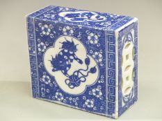 A 19th / 20thC Chinese blue and white pillow 15cm x 13cm