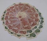 Three L K O'Brien UK one pound notes, twenty six J B Page one pound notes and two Hollom examples,
