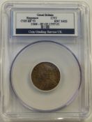 George II 1757 sixpence CGS slabbed  EF70