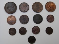 A quantity of Victorian bronze and copper pennies, halfpennies and farthings, VF-EF, includes an
