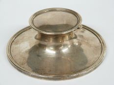George V hallmarked silver capstan inkwell, Birmingham 1920 maker A & J Zimmerman Ltd, diameter 11.