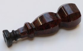 A serpentine/hardstone octagonal seal with Roman bust set intaglio 7.5cm