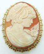 A 9ct gold brooch set with a cameo
