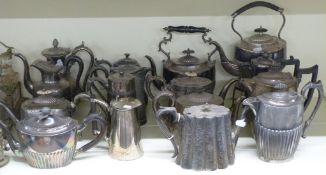 A large quantity of silver plate to include teapots, four bottle cruets etc.